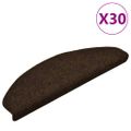 vidaXL Schodové rohože, samolepiace, 30 ks, 65x21x4 cm, hnedé, polkruhové, veľké