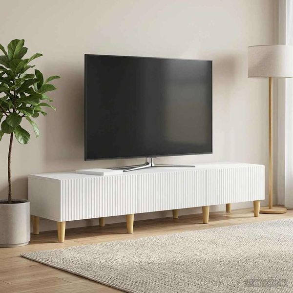 vidaXL TV skrinka Biela s vysokým leskom 147 x 34,5 x 30 cm