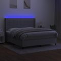 vidaXL Posteľ boxsping s matracom a LED bledosivá 160x200 cm látka