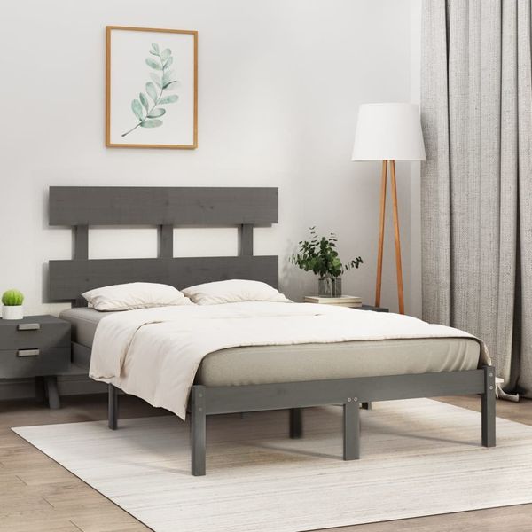vidaXL Posteľný rám sivý masívne borovicový masív 140x190 cm