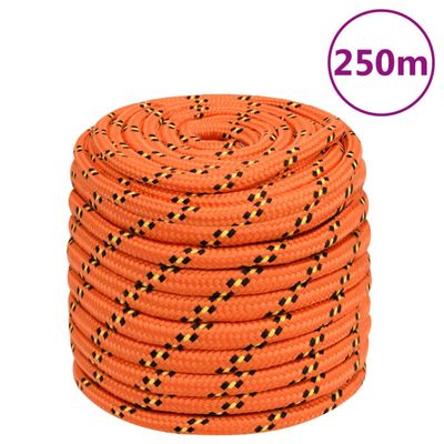 vidaXL Lodné lano oranžové 16 mm 250 m polypropylén