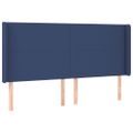 vidaXL Čelo postele s LED modré 163x16x118/128 cm látka