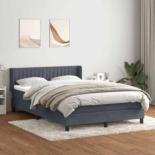 vidaXL Posteľný rám boxspring s matracom tmavosivý 160x210 cm zamat