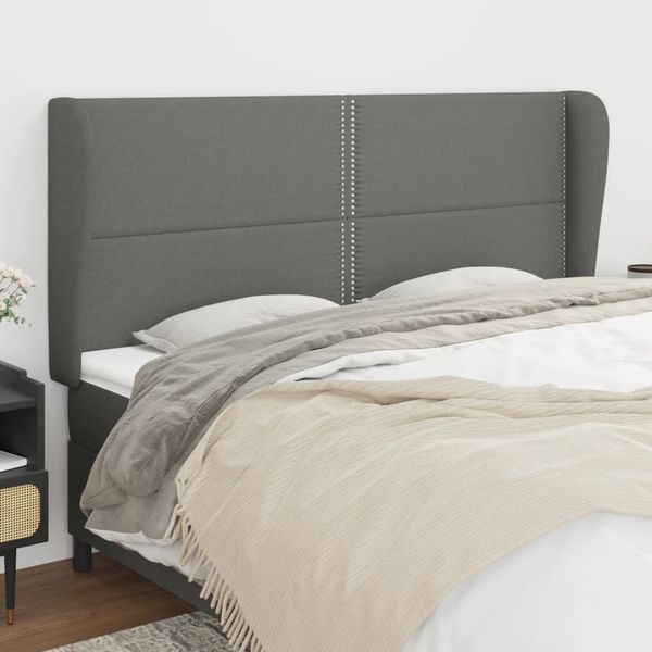 vidaXL Čelo postele so záhybmi tmavosivé 203x23x118/128 cm látka