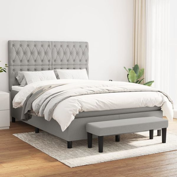 vidaXL Boxspring posteľ s matracom bledosivý 140x190 cm látka