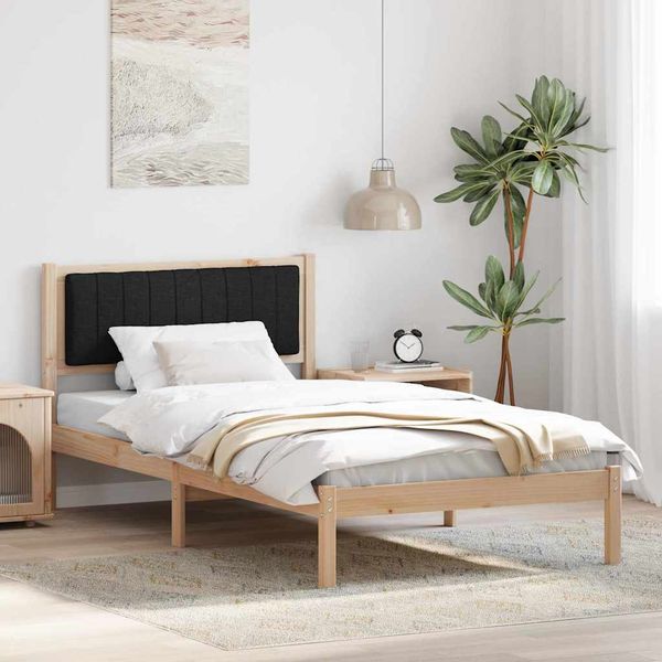 vidaXL Rám postele s čalúneným čelom Čierna 100 x 200 cm