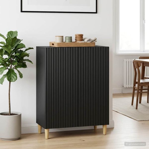 vidaXL Servírovacia skriňa Čierna 66 x 34,5 x 90 cm Kompozitné drevo