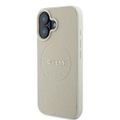 Puzdro Guess GUHMP16SPGHSMME iPhone 16 béžové/béžové tvrdé puzdro Grained Ring MagSafe