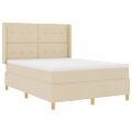 vidaXL Posteľ s pružinovým rámom Krémová 140 x 190 cm látka