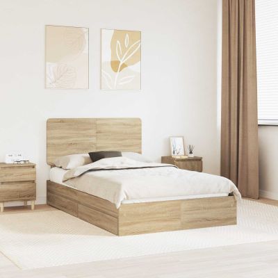 vidaXL Úložná posteľ Sonoma dub 135 x 190 cm Kompozitné drevo