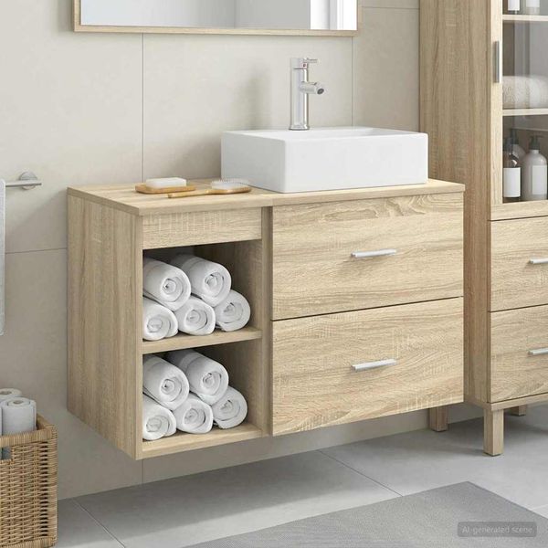 vidaXL Sada kúpeľňového nábytku 2 pcs Dub sonoma Kompozitné drevo