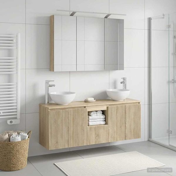 vidaXL Set kabinetov do kúpeľne 4 pcs Dub sonoma 100 x 14,5 x 70 cm