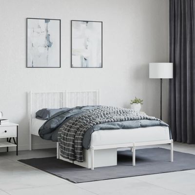 vidaXL Kovový rám postele s čelom biely 120x200 cm