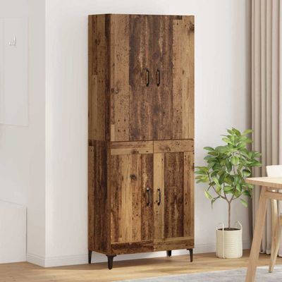 vidaXL Highboard Staré drevo 69,5 x 34 x 180 cm Kompozitné drevo