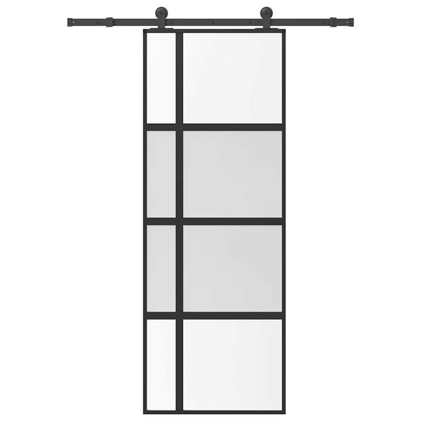 vidaXL Posuvné dvere s kovaním 76x205 cm tvrdené sklo a hliník úzke