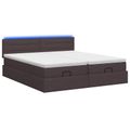 vidaXL Ottoman posteľ s matracom a LED Tmavohnedá 200 x 200 cm Látka