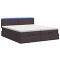 vidaXL Ottoman posteľ s matracom a LED Tmavohnedá 200 x 200 cm Látka