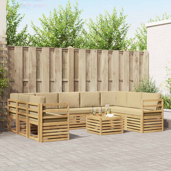 vidaXL Súpravy pohoviek 10 pcs Biela a béžová 59 x 59 x 37 cm