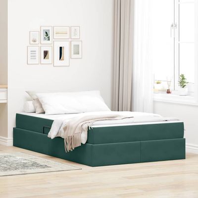 vidaXL Postel s úložným prostorem a matrací Tmavozelená 120 x 200 cm