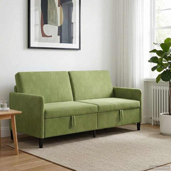 vidaXL Sofa s úložným priestorom Svetlo zelená 192 x 78 x 87 cm