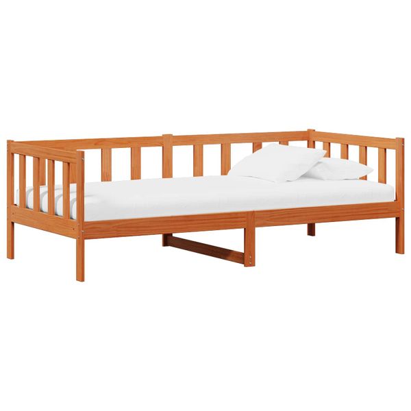 vidaXL Denná posteľ s čelnou doskou Voskovo hnedá a biela 90 x 200 cm