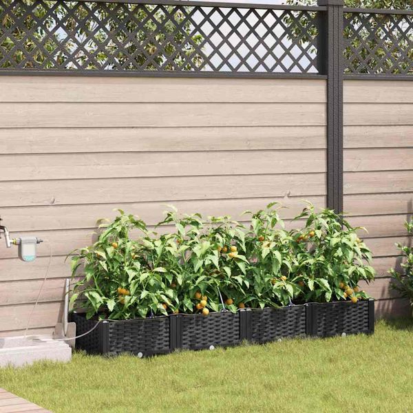 vidaXL Záhradný kvetináč 4 pcs Čierny 160 x 40 x 22 cm Plast