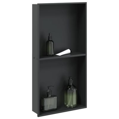 vidaXL Výklenok do sprchy matná čierna 32x62x9 cm nerezová oceľ