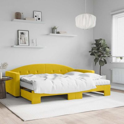 vidaXL Rozkladacia denná posteľ s matracmi žltá 80x200 cm zamat