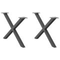 vidaXL Nohy konferenčného stolíka v tvare X, 2 ks, antracitové, 70 x (42-43) cm, oceľ