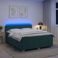 vidaXL Posteľ s boxspringom a matracom a LED Tmavozelená 140 x 190 cm