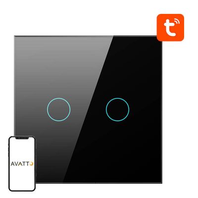 Inteligentný vypínač svetla ZigBee Avatto ZTS02-EU-B2 2 Way TUYA (čierny)
