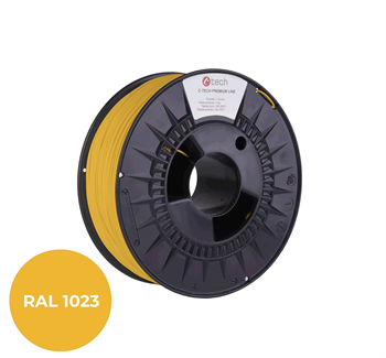 Filament C-TECH PREMIUM LINE, TPU 90A, flexibilný, dopravná žltá, RAL1023, 1,75mm, 1kg