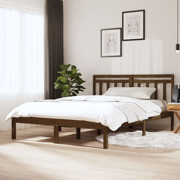 vidaXL Posteľný rám medový 120x190 cm malé dvojlôžko masívne drevo