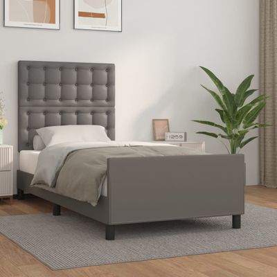vidaXL Posteľný rám s čelom sivý 100x200 cm umelá koža