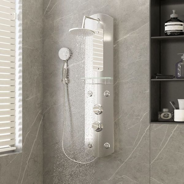vidaXL Sprchový panel 25x43x110 cm strieborný