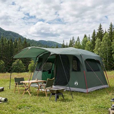 vidaXL Tunelový stan so strechou Armádna zelená 427 x 305 x 205 cm