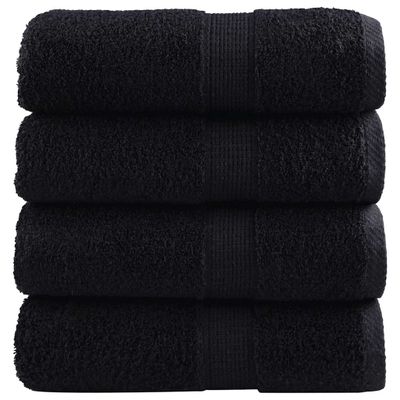 vidaXL Prémiové uteráky pre hostí SOLUND 4 ks čierne 30x50 cm 600 g/m²