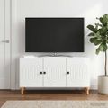 vidaXL TV skrinka 99 x 34,5 x 50 cm Biela s vysokým leskom