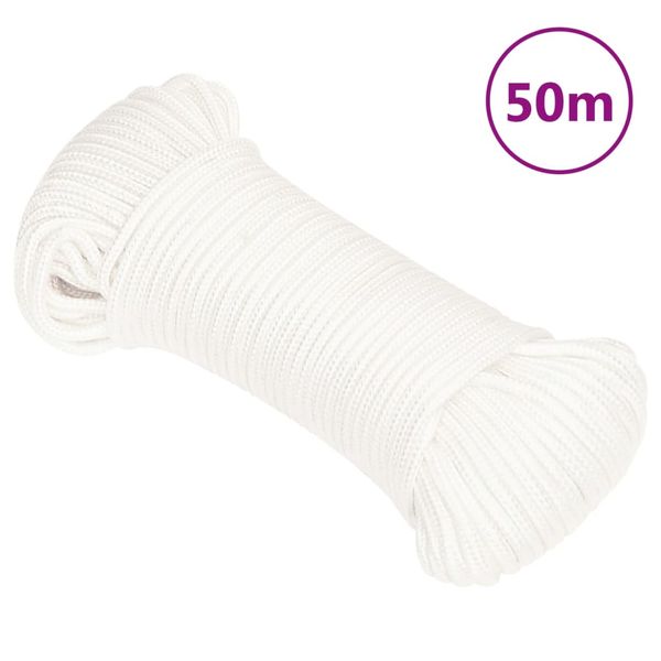 vidaXL Lodné lano biele 3 mm 50 m polypropylén