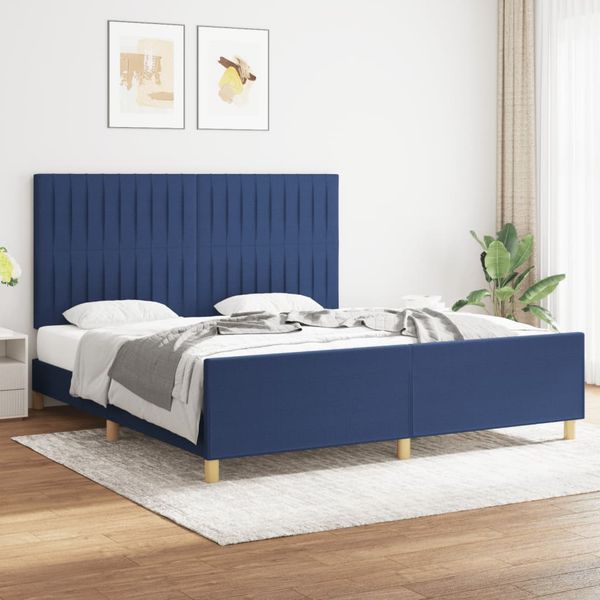 vidaXL Posteľ bez matraca modrý 180x200 cm látka