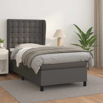 vidaXL Boxspring posteľ s matracom sivá 100x200 cm umelá koža