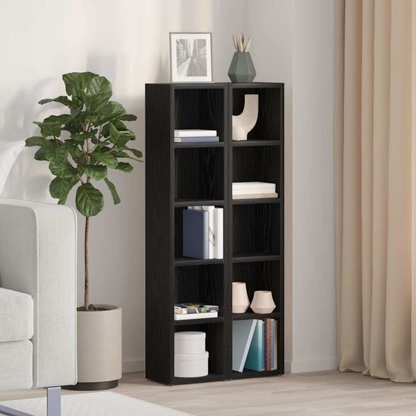 vidaXL Skrinky na CD 2 ks, čierne dub 21x16x93,5 cm, kompozitné drevo