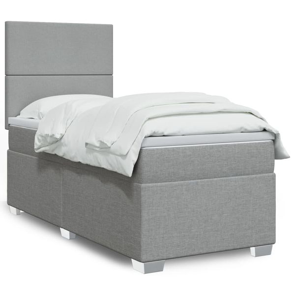 vidaXL Posteľný rám boxsping s matracom bledosivý 80x200 cm látka