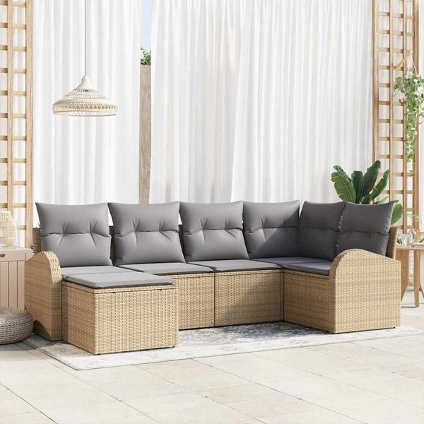 vidaXL Súprava záhradných pohoviek 6 pcs Béžová polyratan