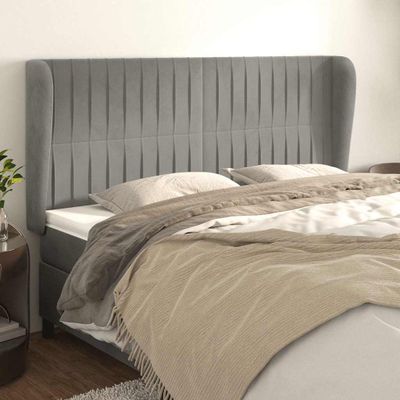 vidaXL Čelo postele so záhybmi bledosivé 163x23x118/128 cm zamat