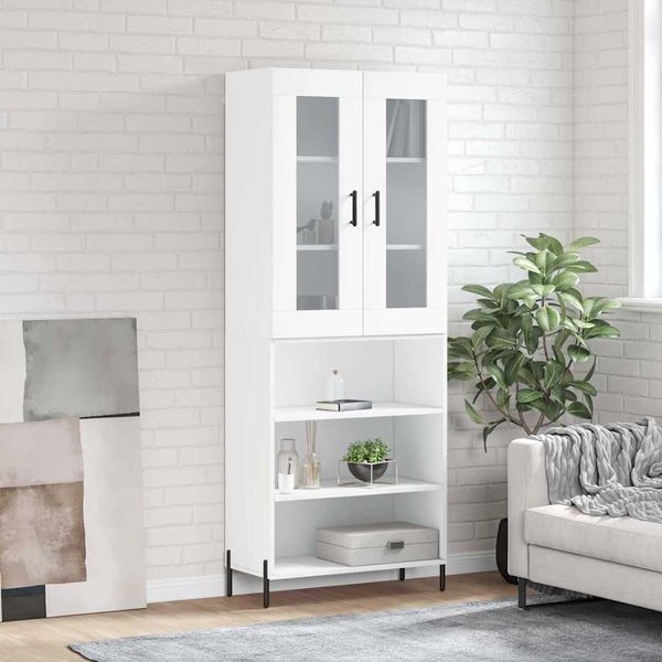 vidaXL Vysoká skrinka biela 69,5x34x180 cm spracované drevo