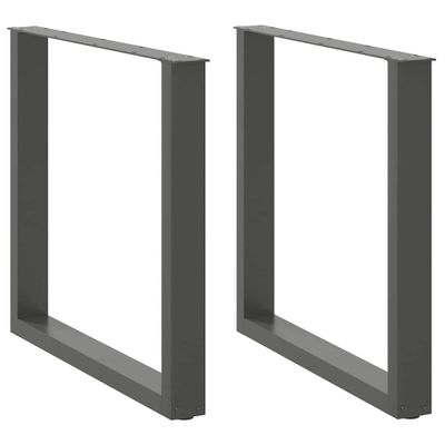 vidaXL Nohy k jedálenskému stolu v tvare U, 2 ks, antracitové, 80 x (72-73) cm, oceľ