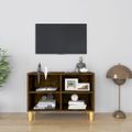 vidaXL TV skrinka, nohy z masívu, tmavý dub 69,5x30x50 cm