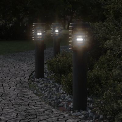 vidaXL Vonkajšie stojace lampy zásuvka 3 ks čierne 60 cm nehrdz. oceľ