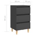 vidaXL Nočné stolíky nohy z masívneho dreva 2 ks sivé 40x35x69 cm